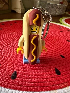 Lego Yellow Red Beige Hot Dog Minifigure Keychain